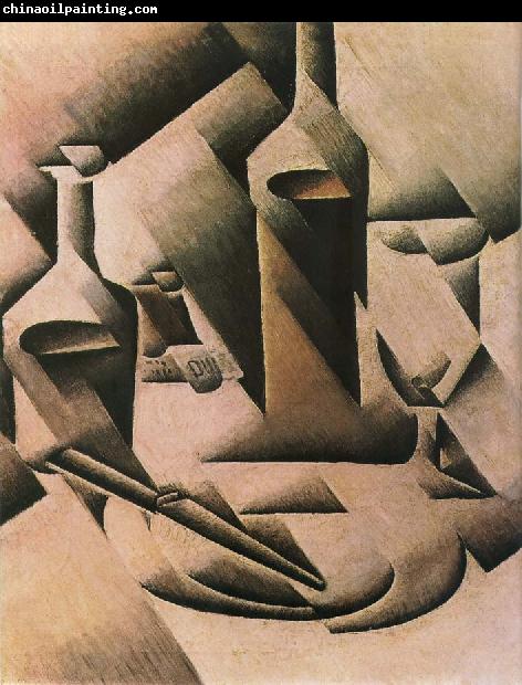 Juan Gris Still life botrtle and knife