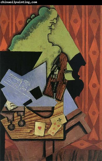 Juan Gris The Fiddle and playing card on the table