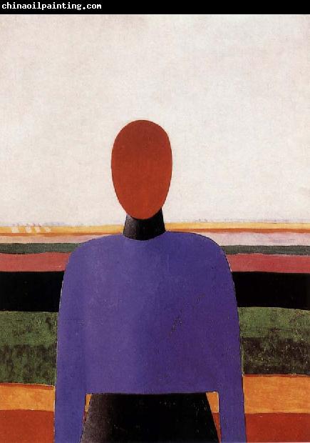 Kasimir Malevich The Bust of girl  wear purple dress