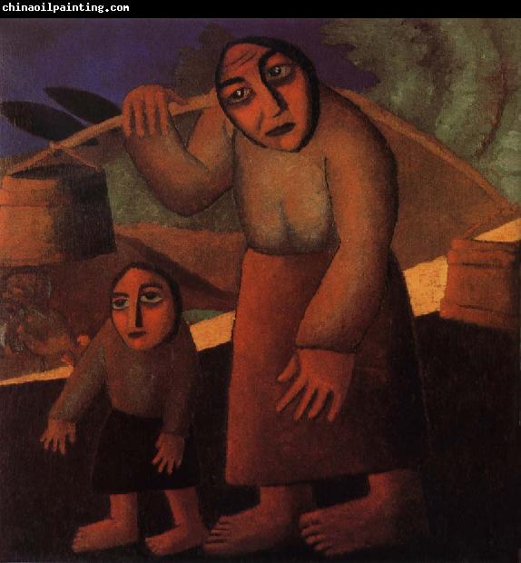 Kasimir Malevich The Woman and child Pick up the water pail