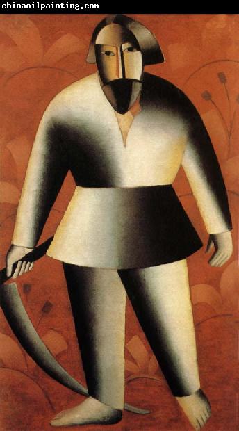 Kasimir Malevich The Harvestman with red background