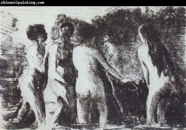 Camille Pissarro Line of bathers