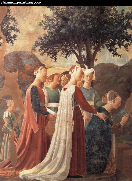 Piero della Francesca Die Konigin von Saba betet das Kreuzesholz and Ausschnitt