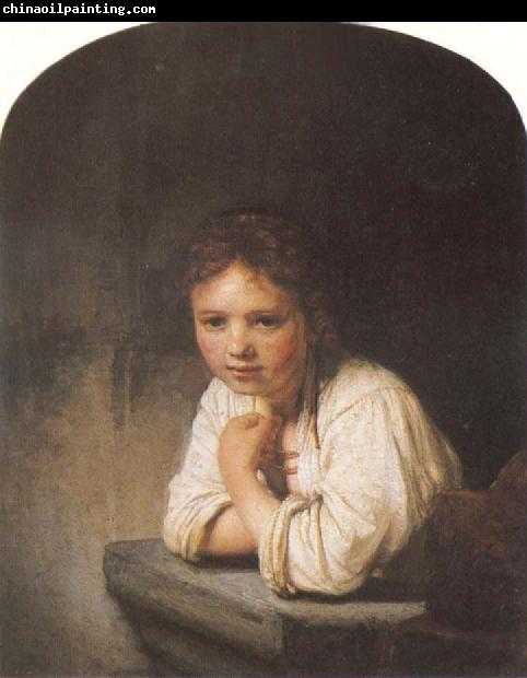 REMBRANDT Harmenszoon van Rijn A Young Girl Leaning on a Window Sill