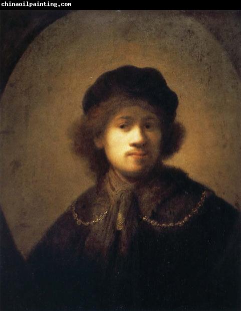 REMBRANDT Harmenszoon van Rijn Self-Portrait with Beret and Gold Chain