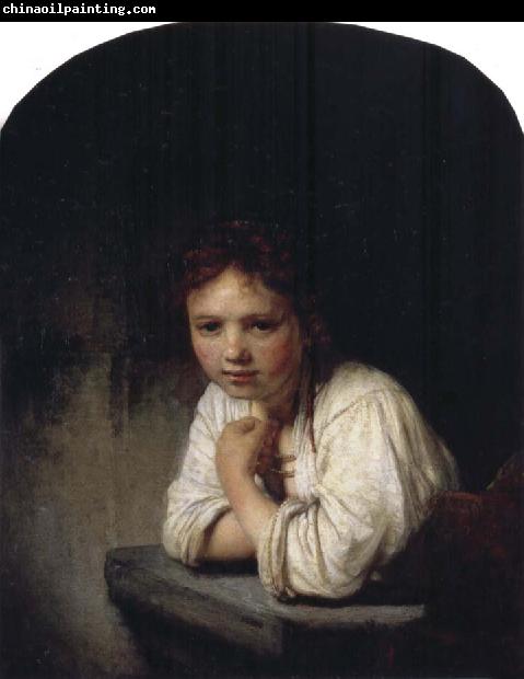 REMBRANDT Harmenszoon van Rijn Girl Leaning on a Window Sill