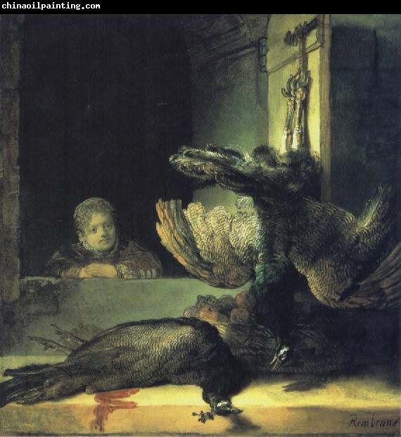 REMBRANDT Harmenszoon van Rijn Girl with Dead Peacocks