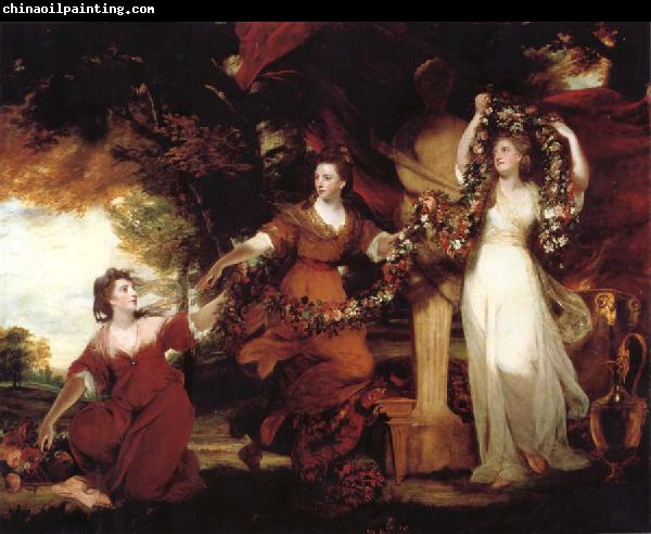 REYNOLDS, Sir Joshua Three Ladies adorning a term of Hymen