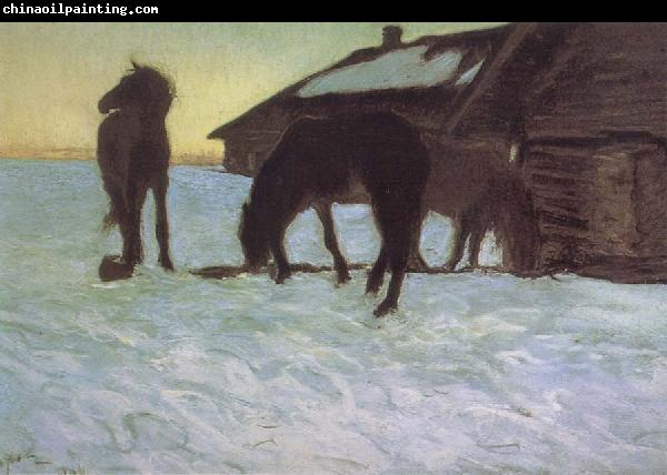 Valentin Serov Colts at a Watering-Place.