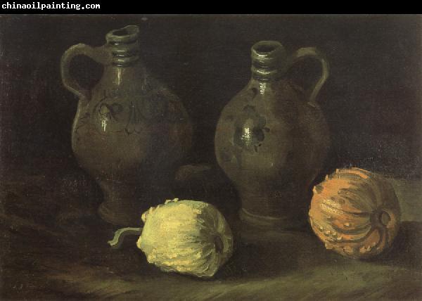 Vincent Van Gogh Still life with Two Jars and Two Pumpkins (nn04)