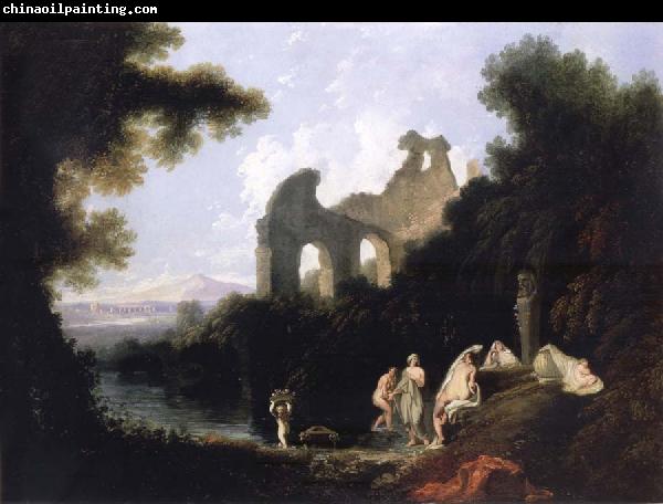 unknow artist Landscape,Ruins and Figure