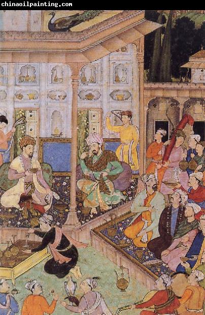 unknow artist Babur,prince of Kabul,visits his cousin prince Badi uz Zaman of Herat in 1506