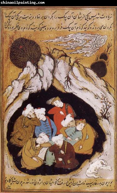 unknow artist The Seven Sleepers in the cave of Ephesus with their dog