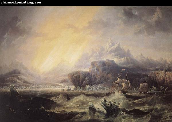 Attributed to john wilson carmichael Erebus and Terror in the Antarctic