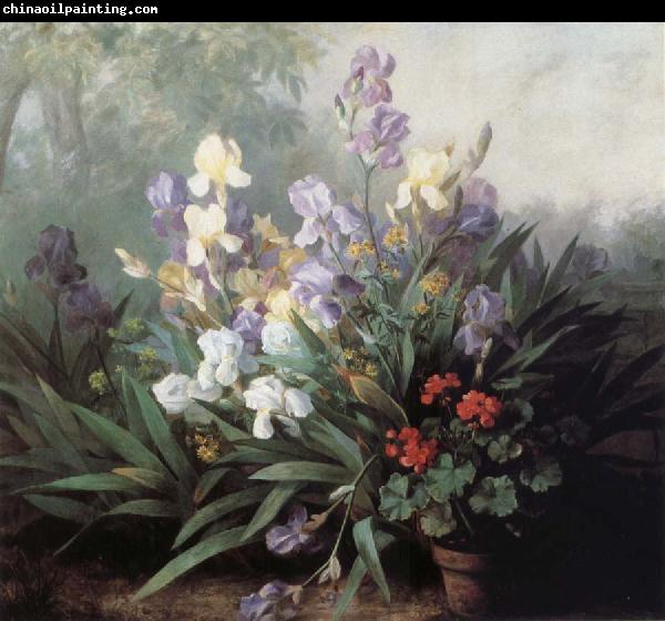 Barbara Bodichon Landscape with Irises