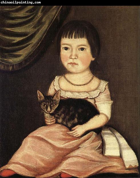 Beardsley Limner Child Posing with Cat