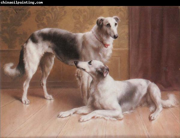 Carl Reichert Hounds in an Interior