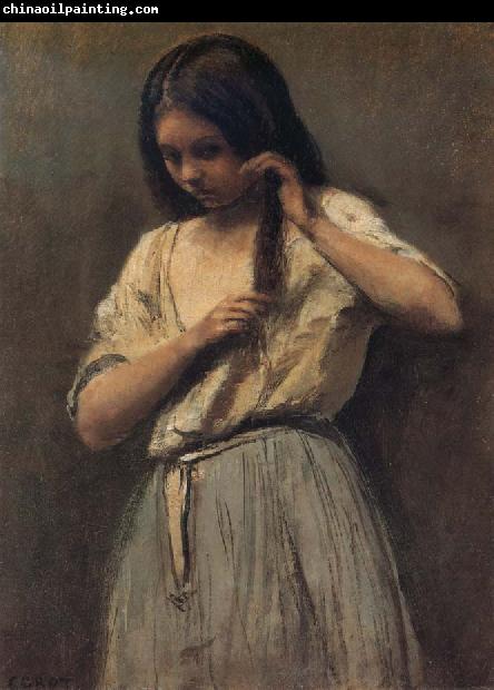 Corot Camille Girl Peninandose