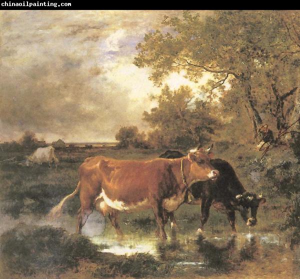 Emile Van Marcke de Lummen Cows in a landscape