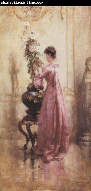 Eugene Joors Woman with Chrysanthemums