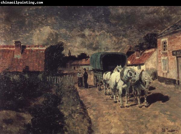 Frits Thaulow Village Night Scene