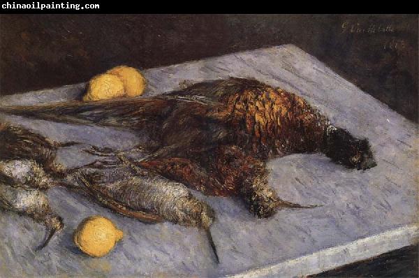 Gustave Caillebotte Some pheasant and woodcock on the marble