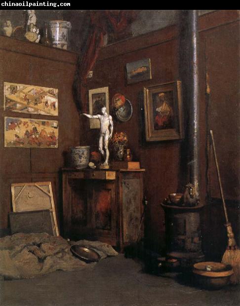 Gustave Caillebotte The Studio having fireplace