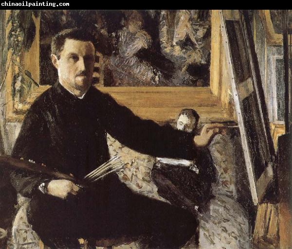 Gustave Caillebotte The self-portrait in front of easel