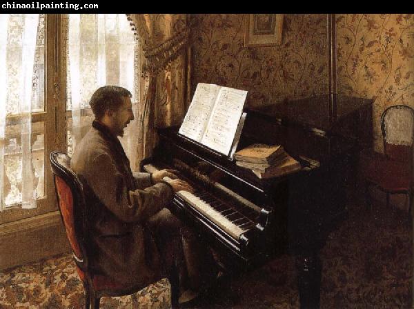 Gustave Caillebotte The young man plays the piano