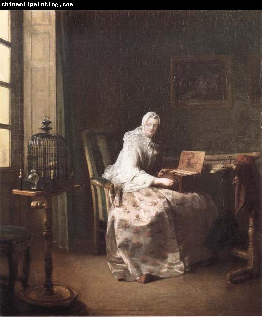 Jean Baptiste Simeon Chardin Lady with a Bird-Organ