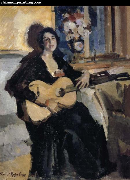 Konstantin Korovin The lady play Guitar