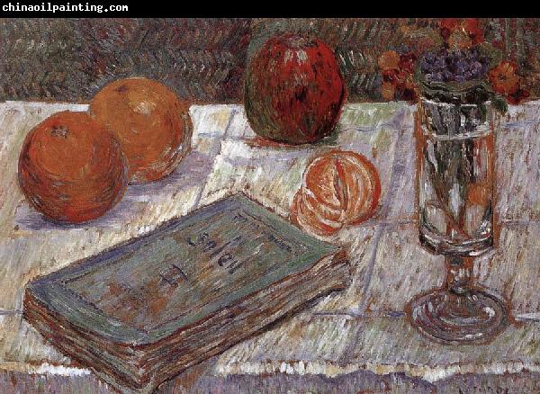 Paul Signac The still life having book and oranges