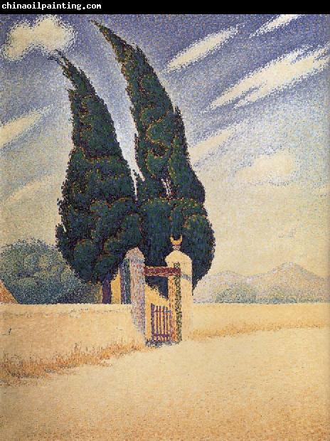 Paul Signac Two Cypress