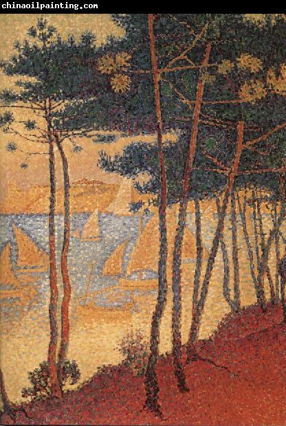 Paul Signac Sail boat and pine