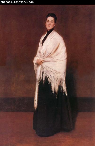 William Merritt Chase The lady wear white shawl