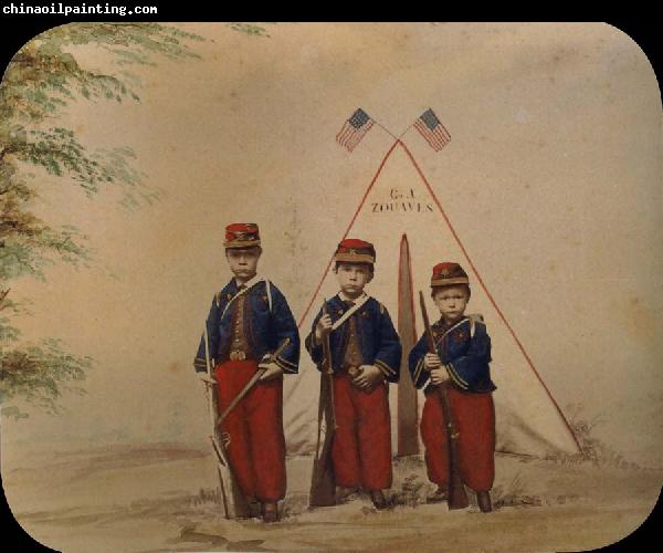 unknow artist Three Boys in Zouave Costume