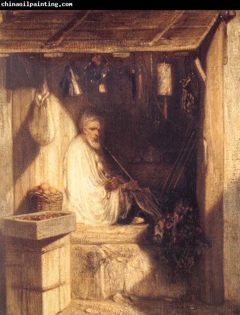 Alexandre Gabriel Decamps Tukish Merchant Smoking in his Shop