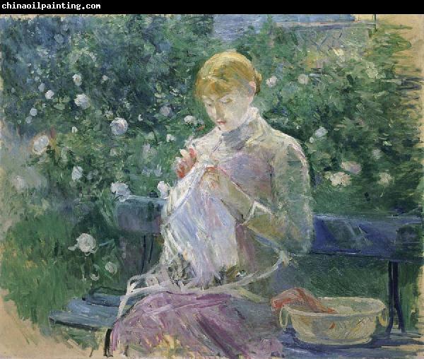 Berthe Morisot Pasie Sewing in the Garden at Bougival