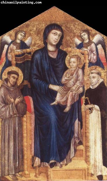 Cimabue Madonna and Child Enthroned with Two Angels and Ss. Francis and Dominic