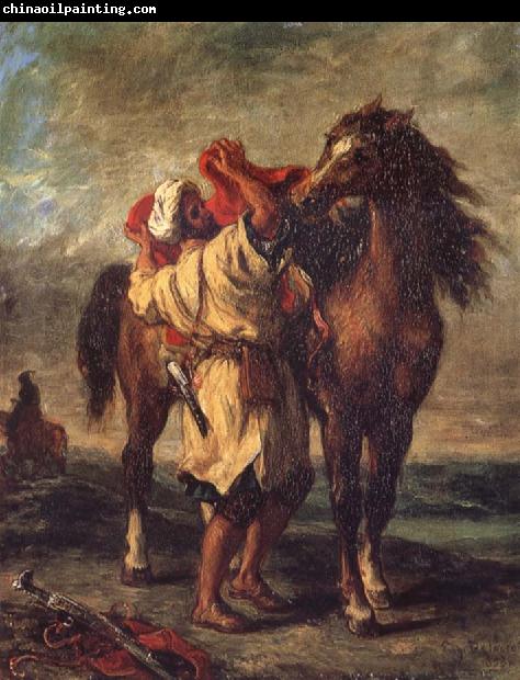 Eugene Delacroix Arab Sadding His Horse