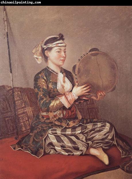 Jean-Etienne Liotard Girl in Turkish Costume with Tambourine