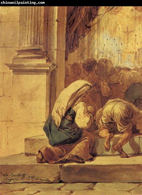 Karl Briullov Scene on the threshold of a church