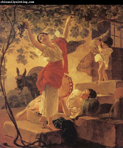 Karl Briullov Young Girl Gathering Grapes in the Neighbourhood of Naples