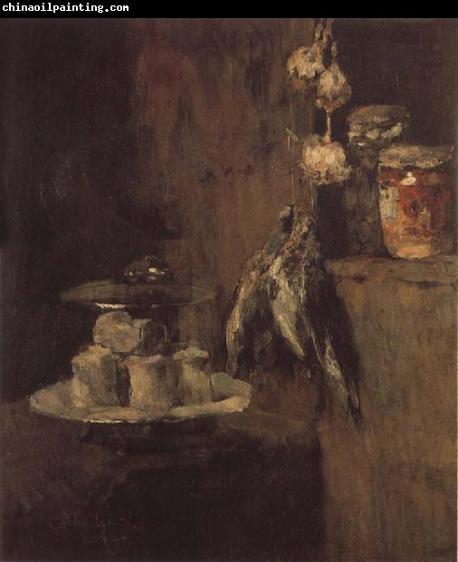 Karl Schuch Still Life with Partridges and Cheese