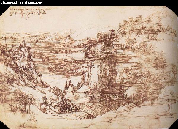 LEONARDO da Vinci Landscape in the Arnotal