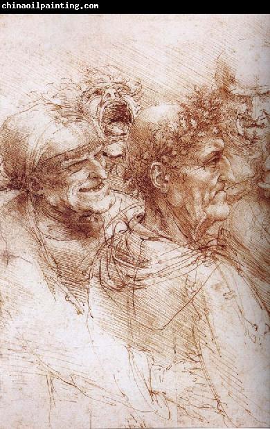 LEONARDO da Vinci Funf studies of grotesque faces