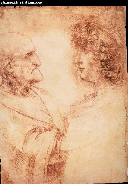 LEONARDO da Vinci Profiles of a young and an old man