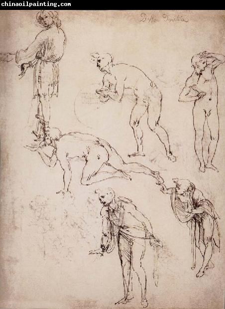 LEONARDO da Vinci Six studies fur naked or clothed men