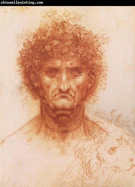 LEONARDO da Vinci Buste one frontal to seeing man and head of a Lowen