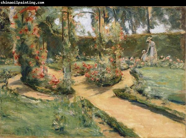 Max Liebermann The Rose Garden in Wannsee with the Artist-s Daughter and Granddaughter